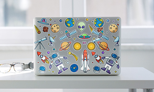 Laptop with lots of custom stickers