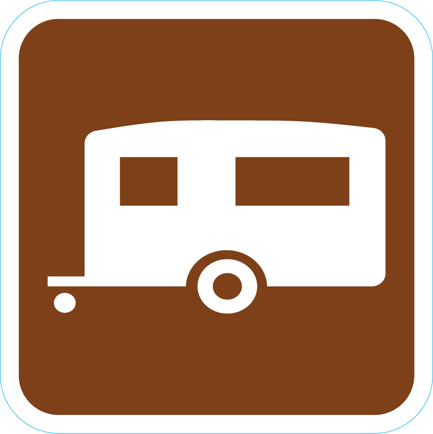 Brown Trailer Camping Symbol Sign | Streetsigns.com