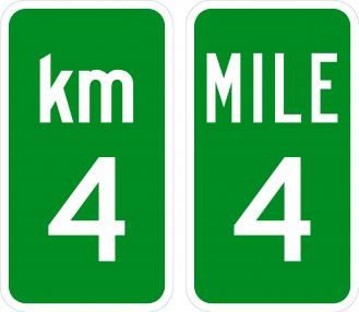 Custom Milepost 1 Digit Sign in km and miles | Streetsigns.com