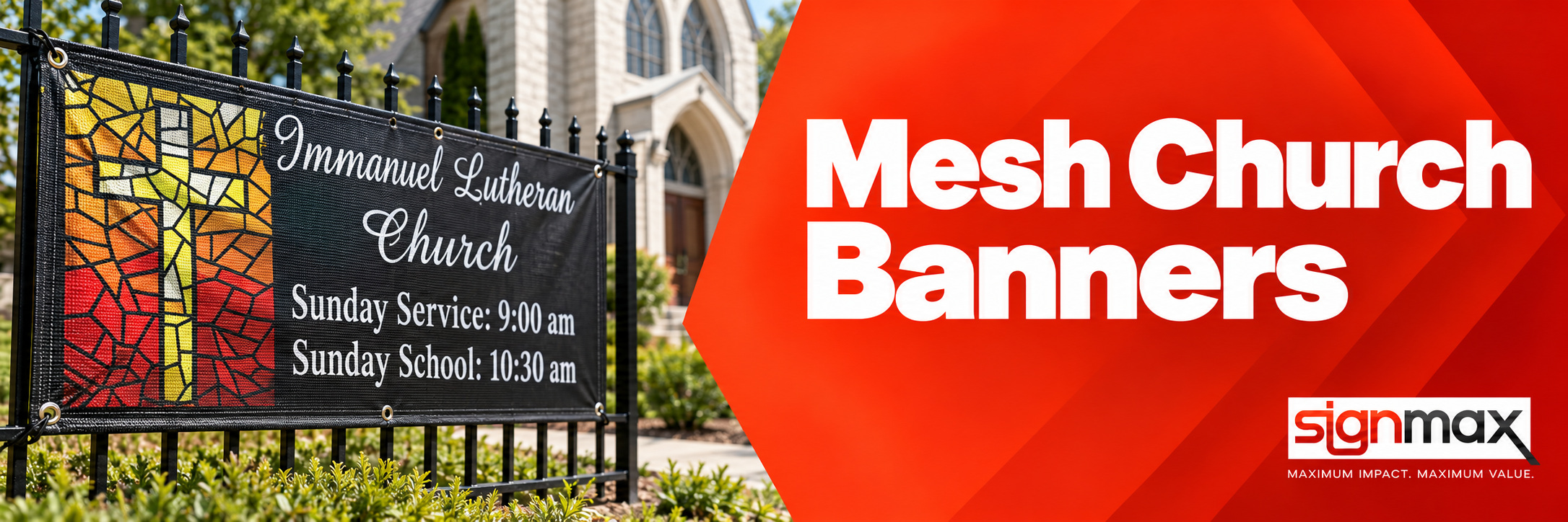 Custom Outdoor Mesh Church Banners from Signmax